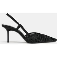 Zara - Sparkly Mesh Slingback Heels - Women - Black - Women | Zara US