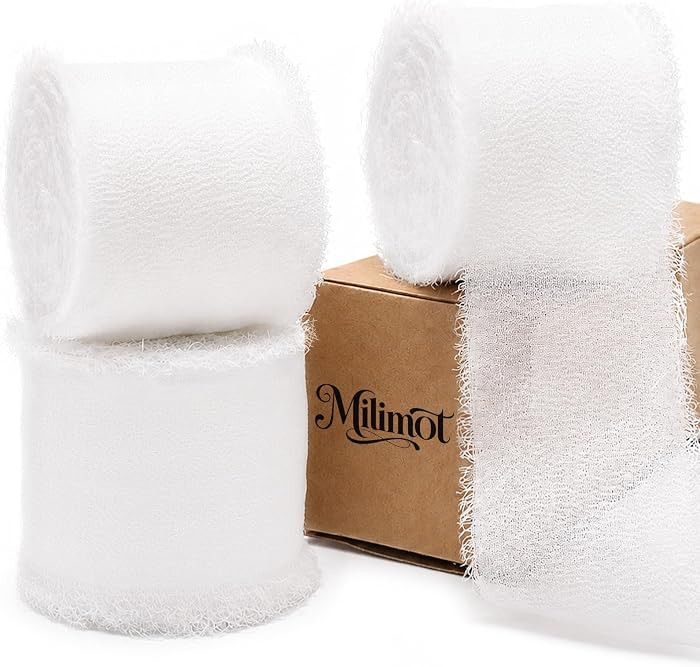 3 Rolls White Ribbon,Frayed Chiffon Ribbon,1.5 Inch x 24 Yards | Amazon (US)