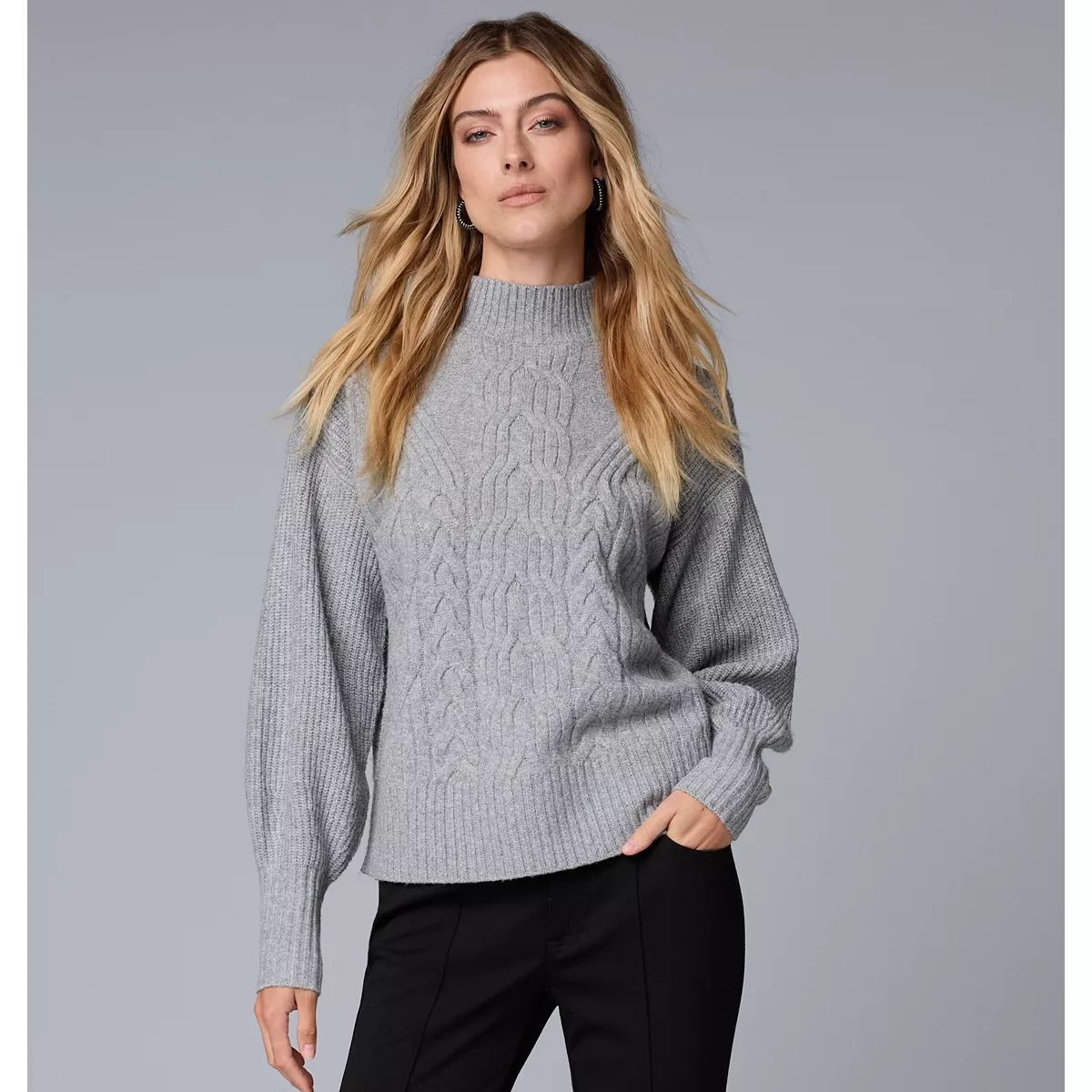 Women's Simply Vera Vera Wang Cable Turtleneck Sweater | Kohl's