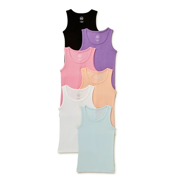 Wonder Nation Girls Kid Tough Tank Tops, 6-Pack, Sizes 4-18 & Plus - Walmart.com | Walmart (US)