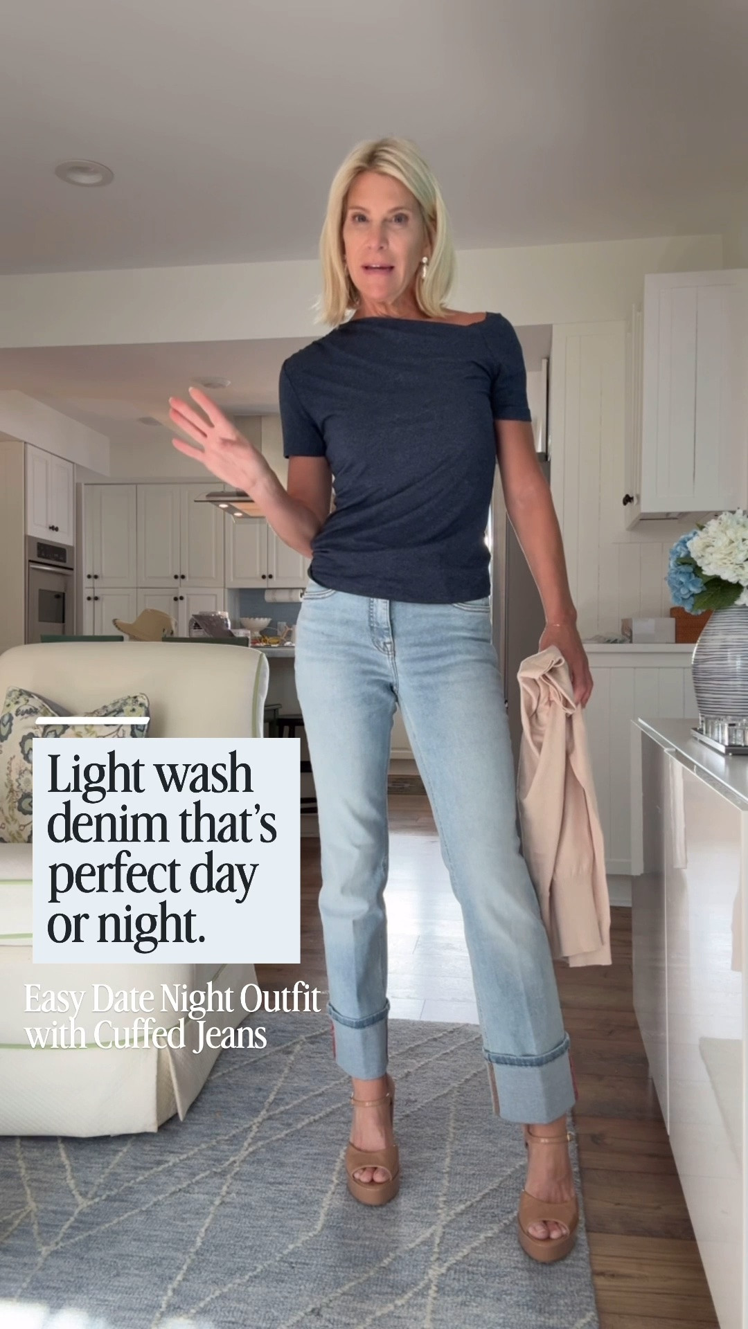 These are my favorite Bestie straight-leg cuffed jeans, and here’s exactly how I style them for a night out. I pair them with a statement heel to add a little height, an off-the-shoulder top for a feminine touch, and if the evening gets chilly, I simply throw on a cute sweater.

 LTK PRO TIPS
❤️ Heart = Support my posts ;-)
🔖 Save = Get sale & restock alerts for the things you love!
📋 Lists = Organize your favorite outfits for future inspiration.
📲 Share = Send this look to a friend who loves elevated denim.
💬 Comment = Are you team light wash for date night?

#LTKootd #LTKSeasonal #LTKOver40
