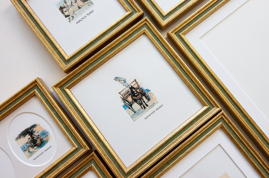 3x3, 4x4, 4x6, or 5x5 inch Narrow Gold & Olive Photo Frame for Wedding/ Family Photos/Office Desk... | Etsy (US)