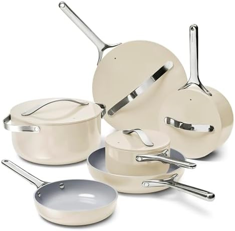 Caraway Deluxe Non-stick Ceramic Cookware Set (16 Piece) Pots, Frying Pans, Lids and Kitchen Stor... | Amazon (US)