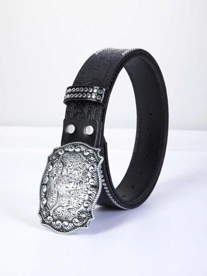 Unisex Simple Style Waist Cincher With Buckle For Jeans, Vintage Artistic Cowboy Accessories With... | SHEIN