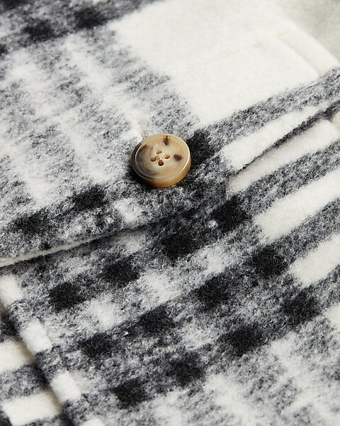 Black & White Plaid Tie Waist Shacket | Express