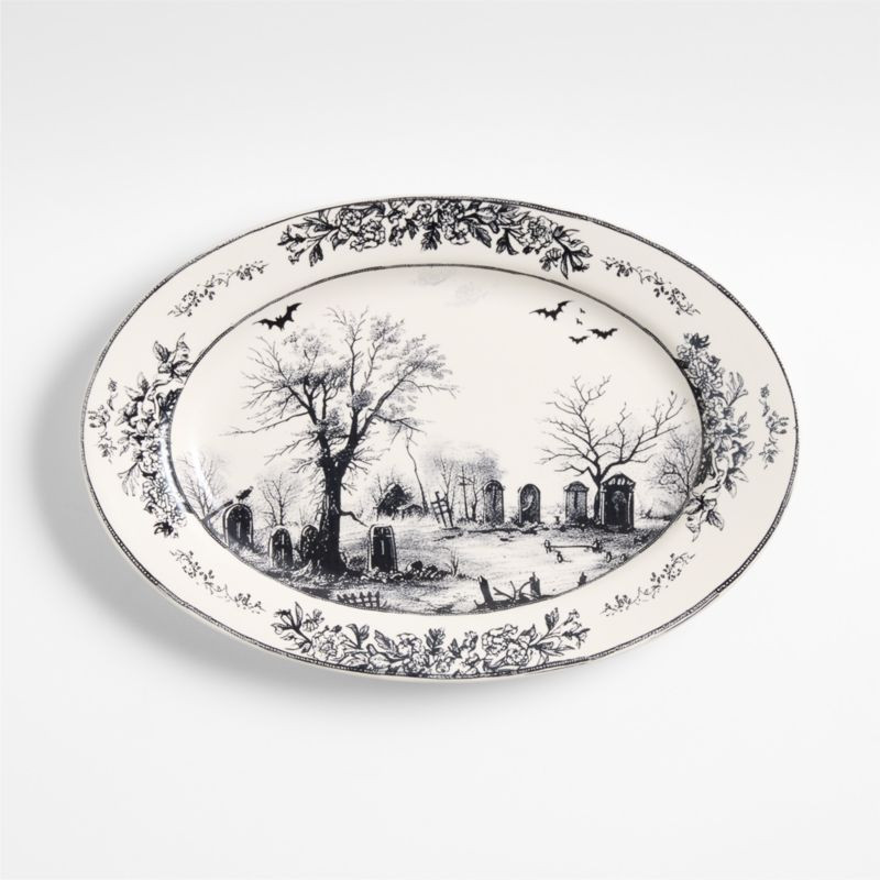 Nightfall Halloween Stoneware Oval Platter | Crate & Barrel | Crate & Barrel
