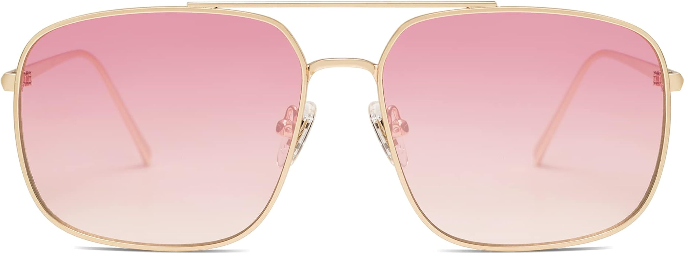 SOJOS Trendy Square Aviator Sunglasses for Women Men, Gold Frame Light Tint Gradient Shades SJ117... | Amazon (US)