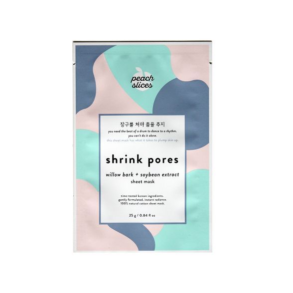 peach slices Shrink Pores Face Mask Sheet - Willow Bark + Saybean Extract - 0.84 fl oz | Target