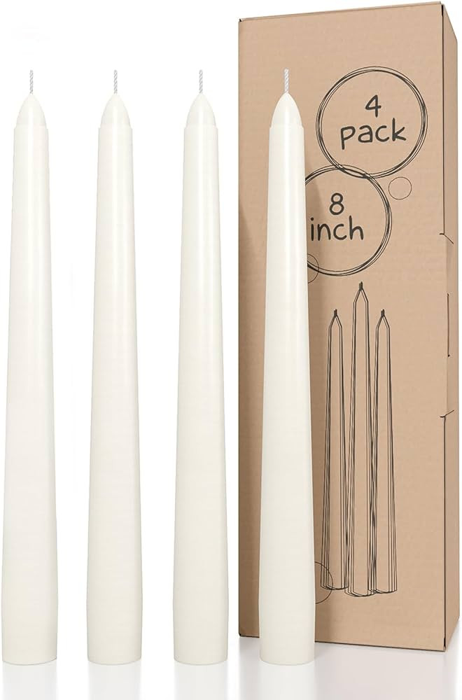 CANDWAX Ivory Taper Candles 8 inch Dripless - Set of 4 Tapered Candle Ideal for Dinner - Smokeles... | Amazon (CA)