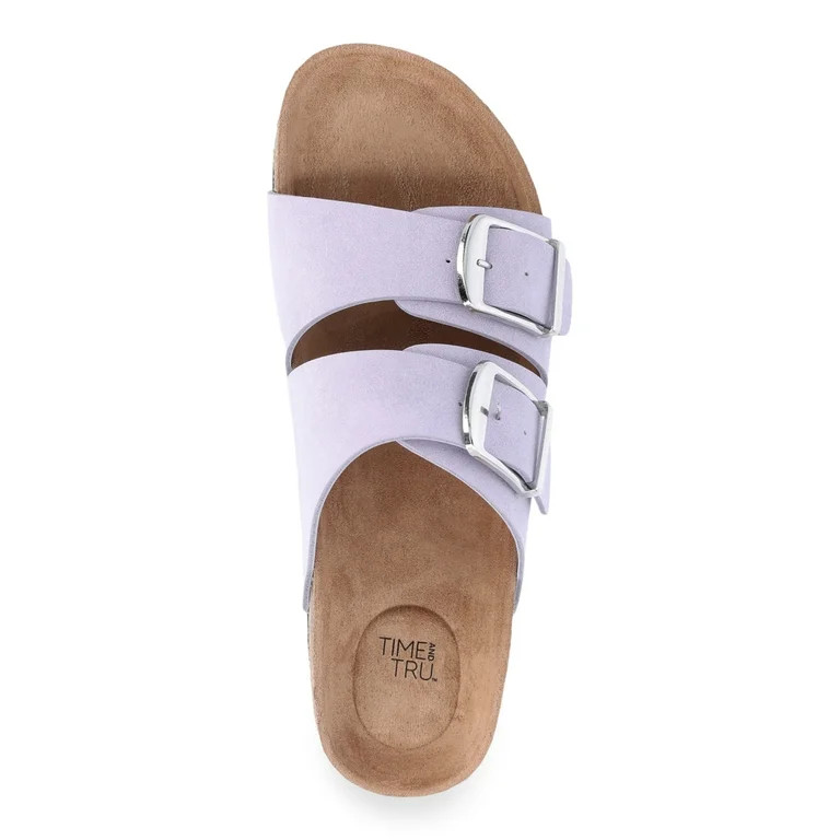 Time and Tru Women's Footbed Slide Sandals, Wide-Width Available - Walmart.com | Walmart (US)