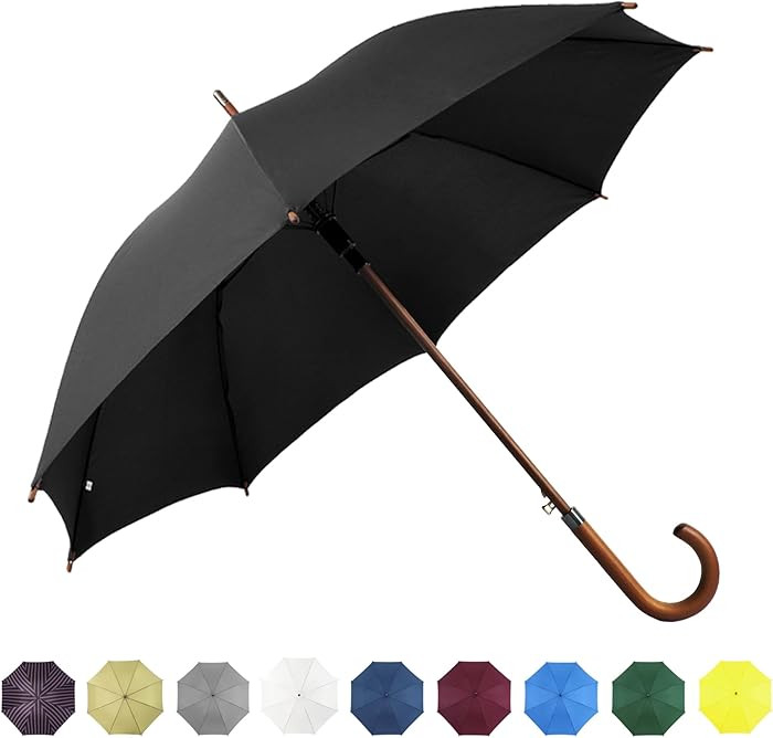 SoulRain 48" Black Umbrella – Stick Windproof Large Umbrellas for Rain, Automatic Open for 2 Pe... | Amazon (US)