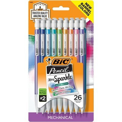 BIC 26pk Xtra Sparkle 0.7mm Mechanical Pencils: Back to School Supplies with Fun Sparkle Designs | Target