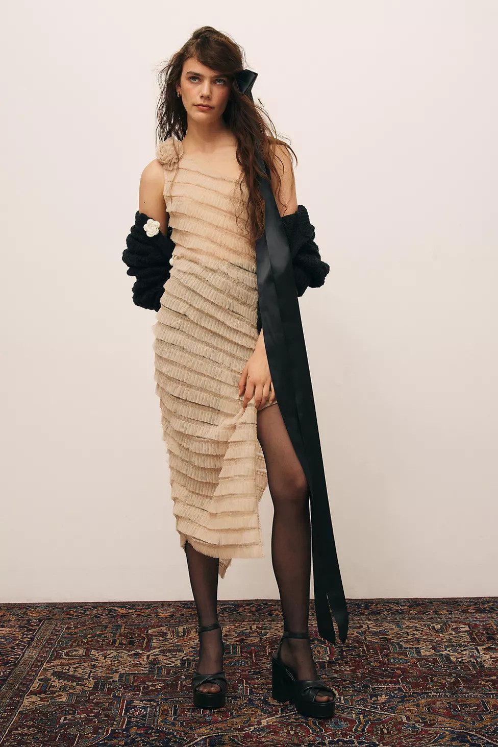 Kimchi Blue Rita Ruffle One-Shoulder Midi Dress | Urban Outfitters (US and RoW)