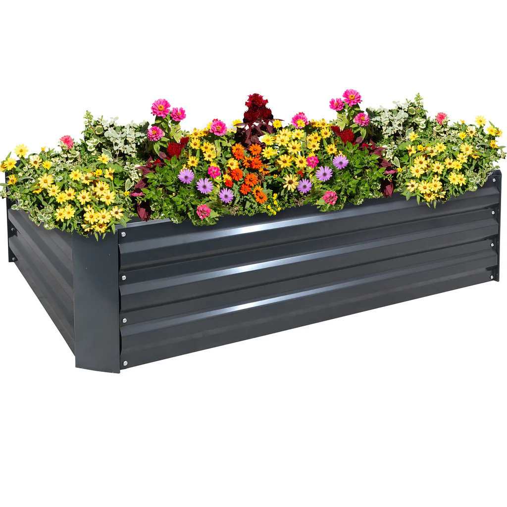 Sunnydaze Galvanized Steel Raised Garden Bed - Large Rectangle - 47" | Sunnydaze Decor