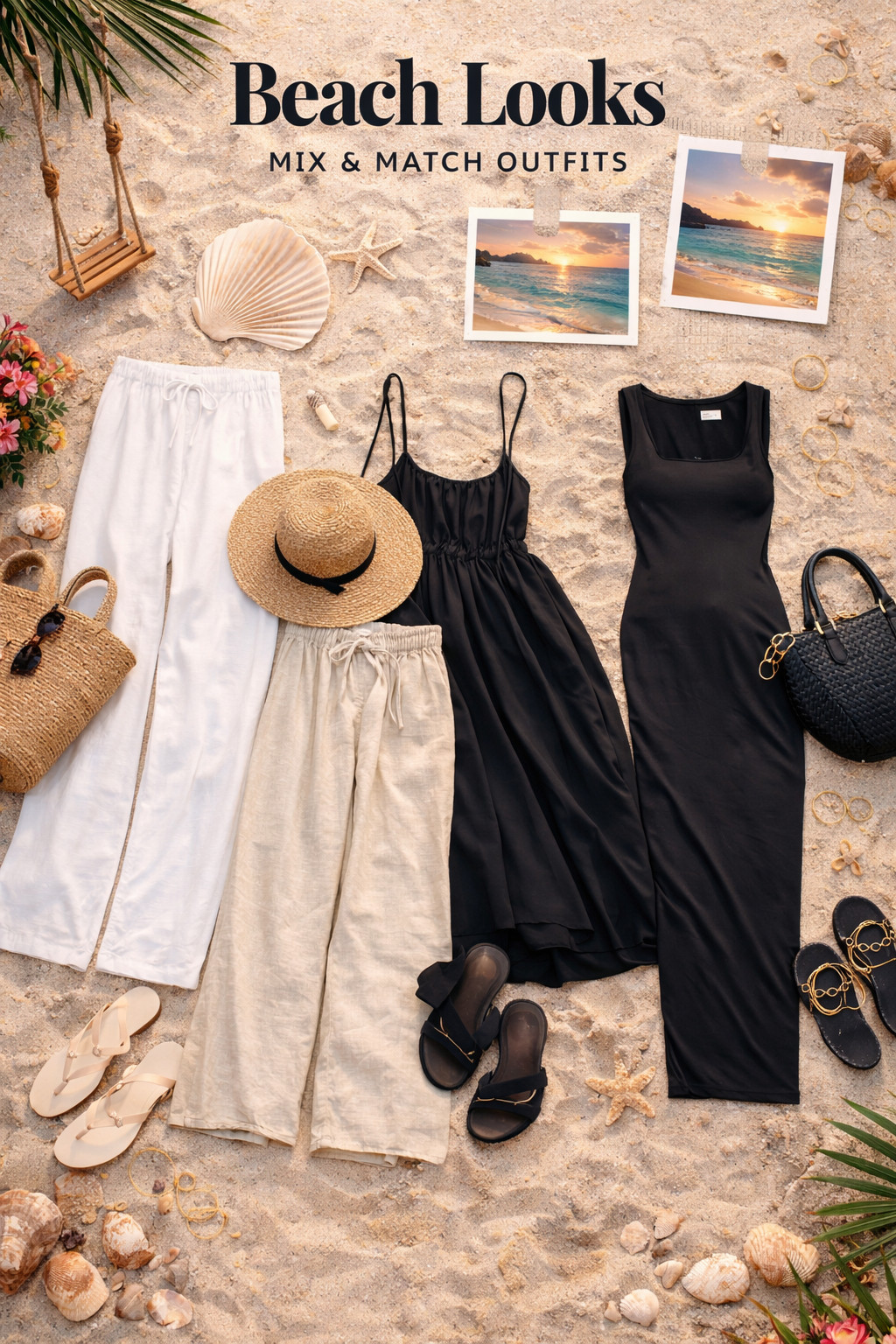 Building the ultimate beach capsule wardrobe 🤍🌊

These neutral summer outfits are perfect for vacation, resort nights, coastal dinners, and everyday warm-weather style. Think breezy white linen pants, relaxed beige trousers, a classic black midi dress, and an easy throw-on sundress — all mix-and-match pieces you can wear on repeat.

This is how you pack light but look elevated.

✔️ White wide-leg pants for beach walks
✔️ Linen trousers for effortless daytime chic
✔️ Black slip dress for sunset dinners
✔️ Minimal sandals + woven bags to complete the look

If you’re planning a beach vacation or refreshing your summer wardrobe, these timeless staples will carry you through the entire season.

Shop all pieces linked in my LTK 🤍 Save this for your next trip. 

 #BeachCapsuleWardrobe #SummerOutfits #ResortWear #VacationStyle #NeutralOutfits #LinenPants #BeachVacationStyle #MinimalChic #CoastalStyle #EffortlessFashion