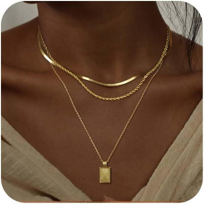 Summit Adventure Layered Gold Necklaces for Women, Stackable Stack 14K Real Gold Plated Silver Chain Pendant Necklaces Trendy Gold Jewelry | Target