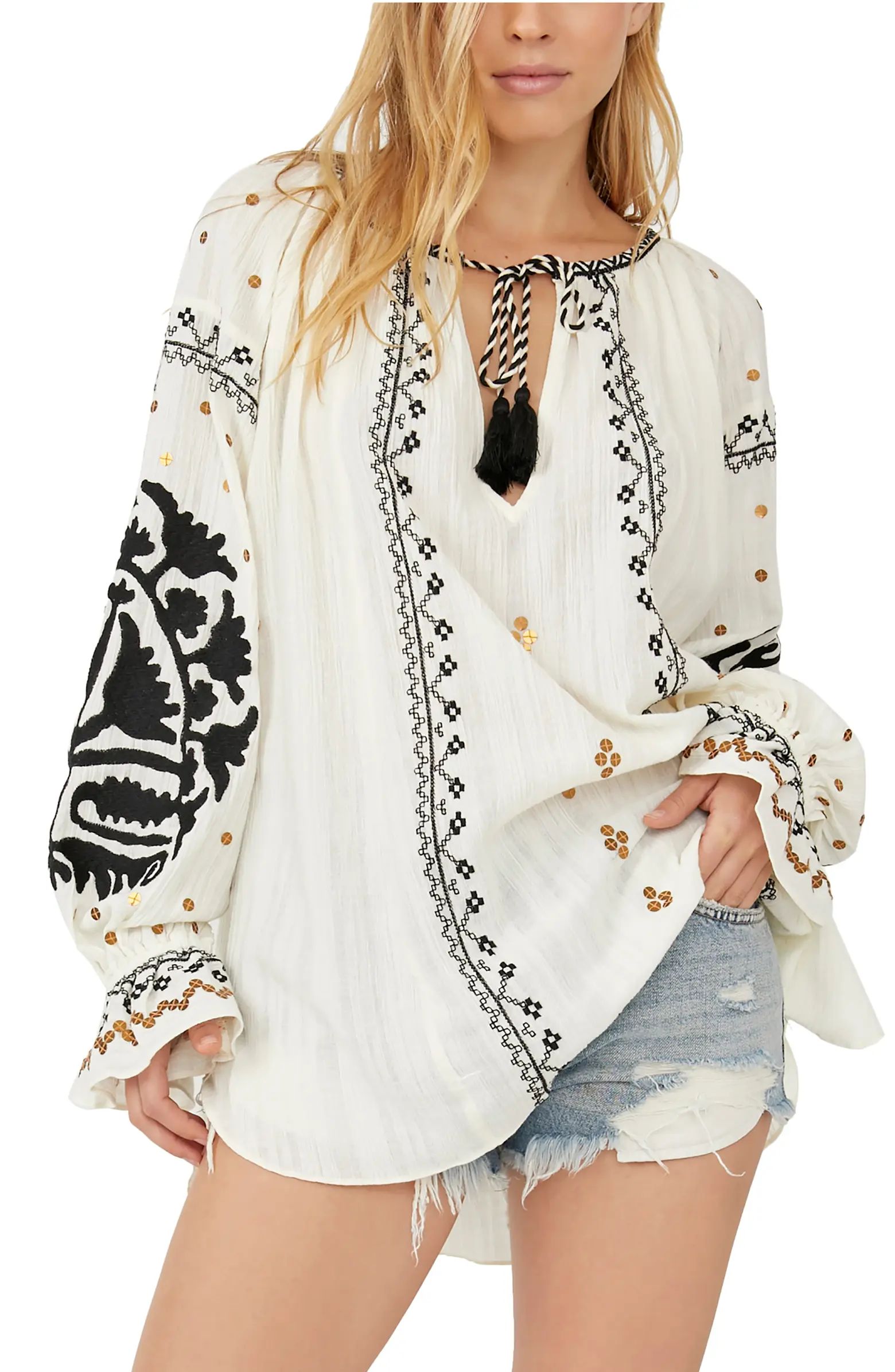 Tallie Embroidered Cotton Tunic | Nordstrom