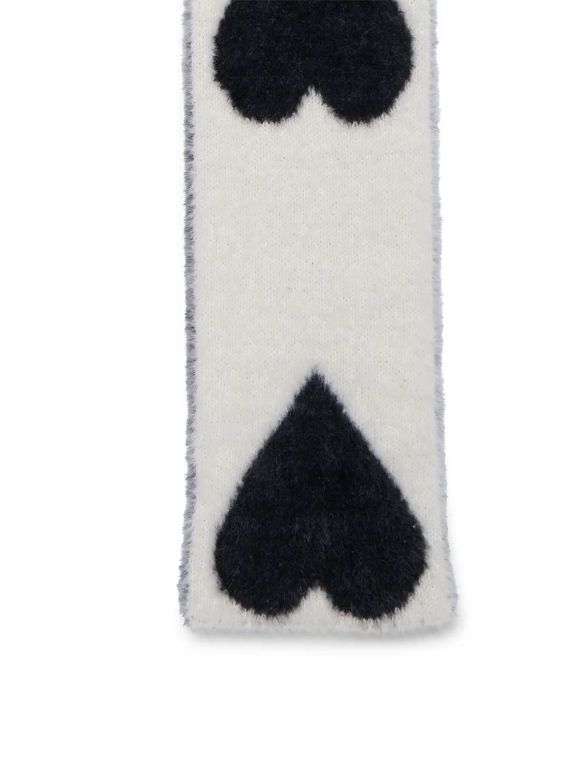 No Boundaries Eyelash Knit Skinny Scarf, Women's, Cream/Black | Walmart (US)