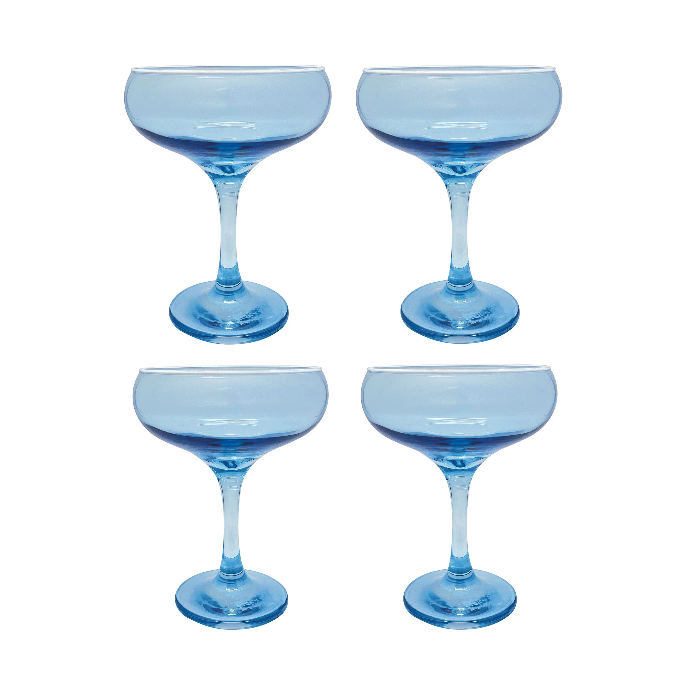 Fine Line Light Blue with White Rim Coupe Set of 4 | Mariposa