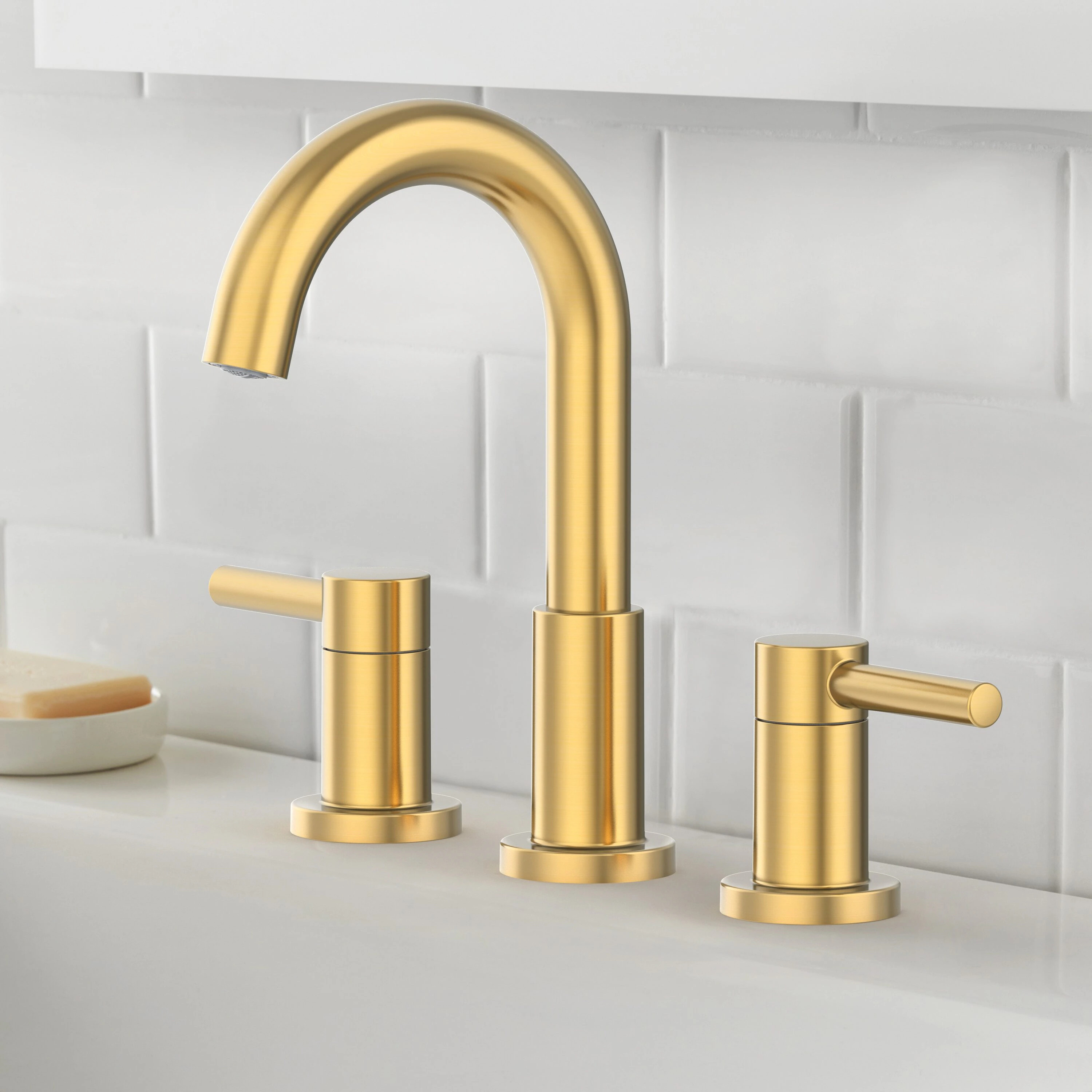 allen + roth Harlow Brushed Gold Widespread 2-Handle WaterSense Bathroom Sink Faucet with Drain | Lowe's