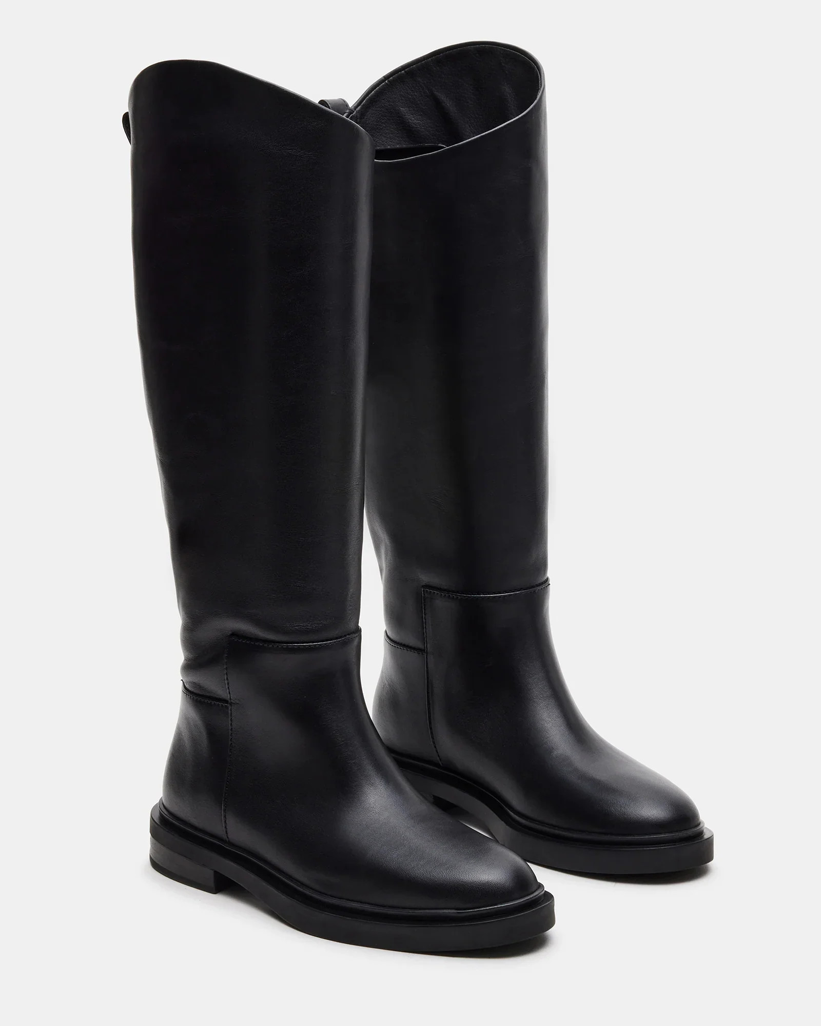 GAIGE Black Leather Knee-High Boot | Women's Designer Boots | Steve Madden (Canada)
