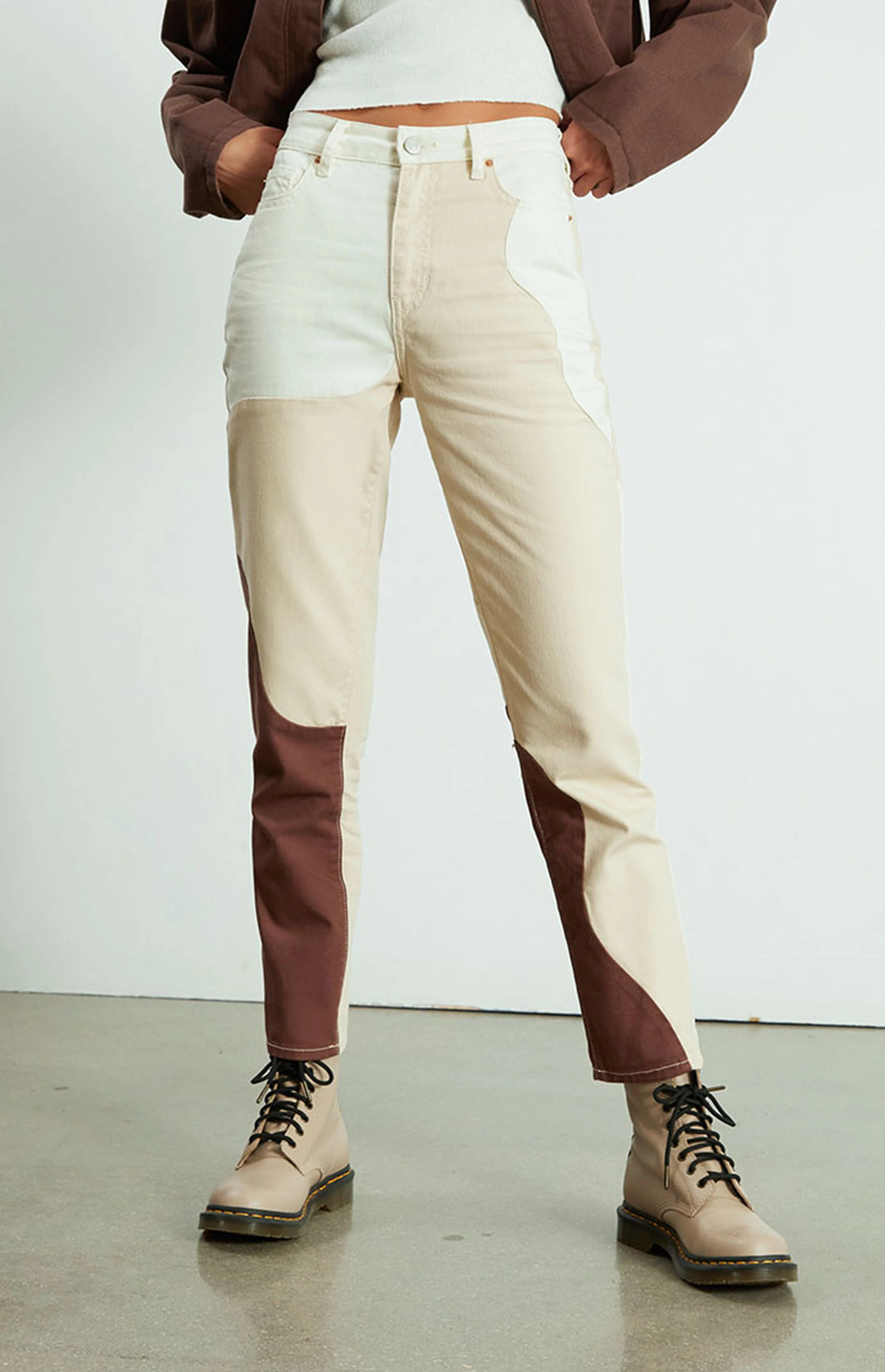 PacSun Eco Tan & Brown Paneled Mom Jeans | PacSun | PacSun
