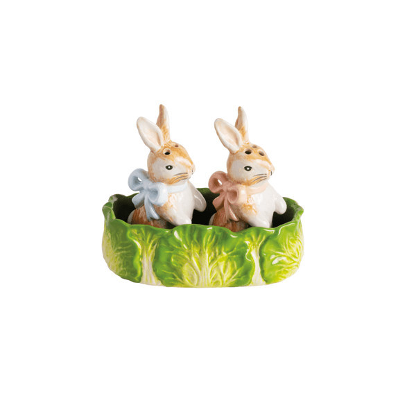 Mud Pie Bunny Salt And Pepper Set in Green | Stoneware | Mud Pie