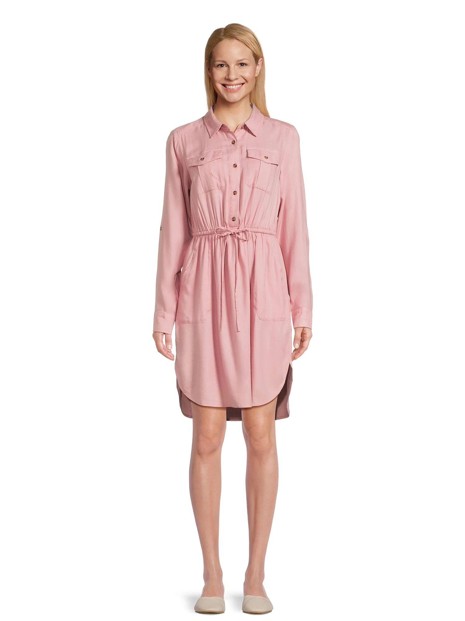 Time and Tru Women’s Utility Shirt Dress, Sizes XS-XXXL | Walmart (US)