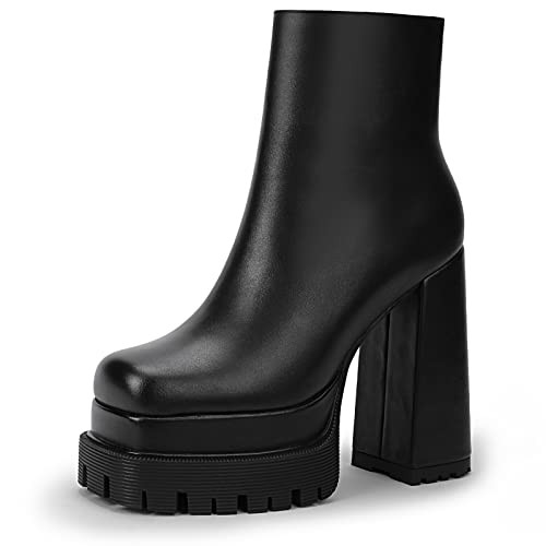 wetkiss Platform Boots for Women, with Sassy Platform, Chunky Heel, Square Toe and Side Zipper De... | Amazon (US)
