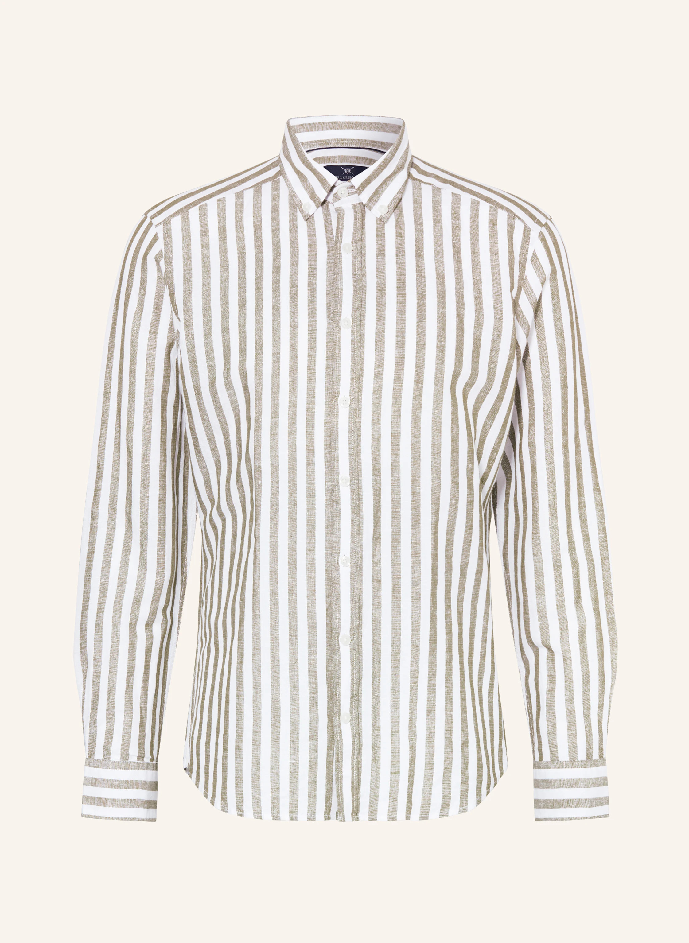 STROKESMAN'S Hemd Regular Fit mit Leinen in oliv/ weiss | Breuninger (DACH)