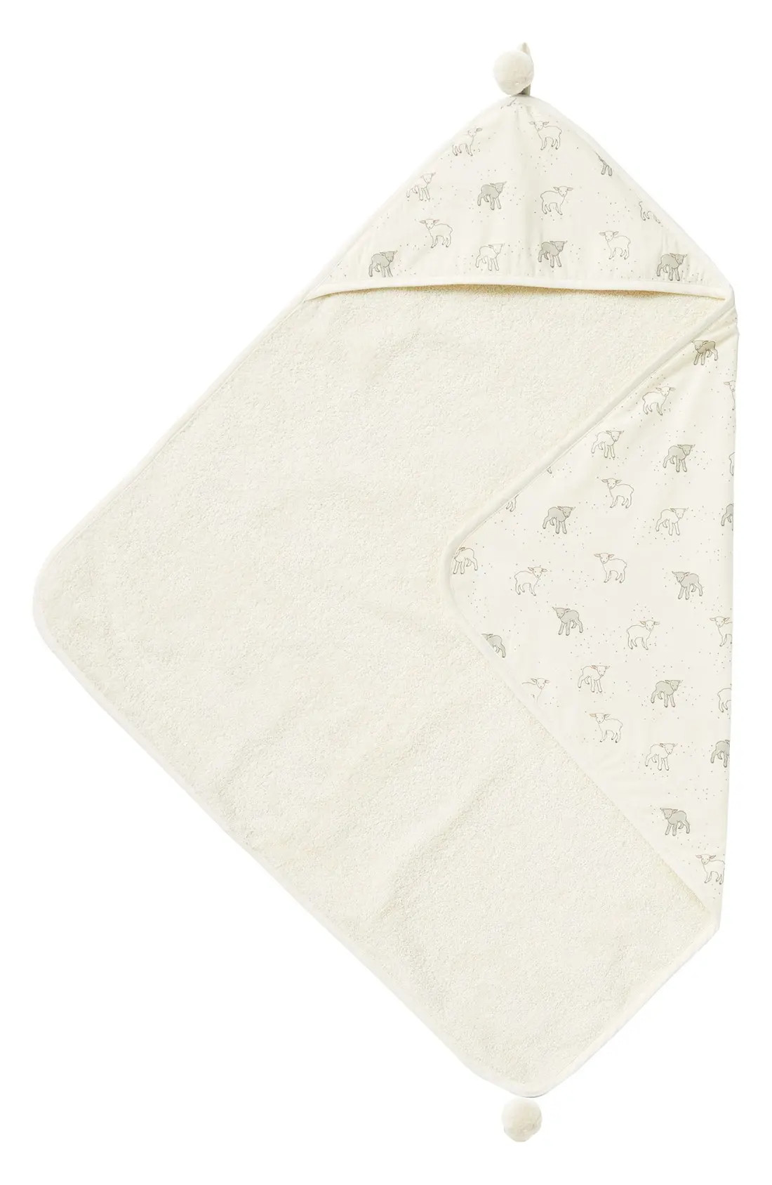 Infant Pehr Little Lamb Print Hooded Towel, Size One Size - Ivory | Nordstrom