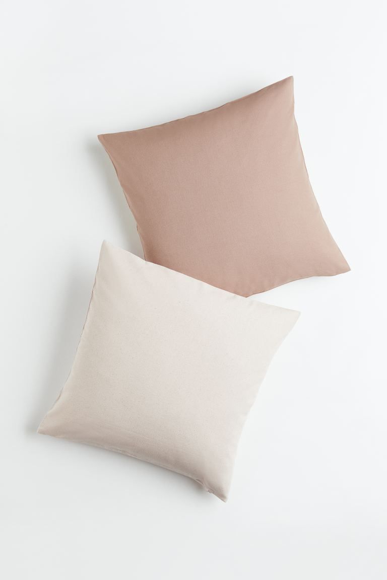 2-pack Cotton Canvas Cushion Covers - Beige/light beige - Home All | H&M US | H&M (US + CA)