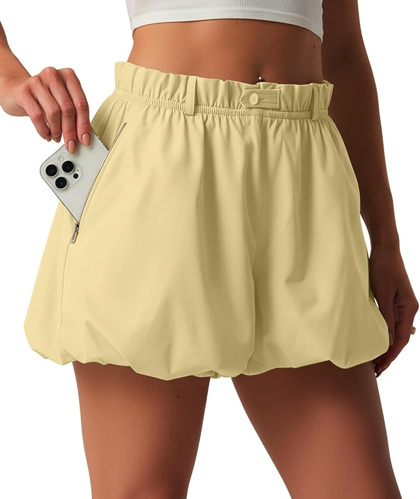 ONLYSTORY Women's High Waisted Bubble Shorts Casual Summer Y2K Balloon Shorts Cute Puffy Beach Fe... | Amazon (US)