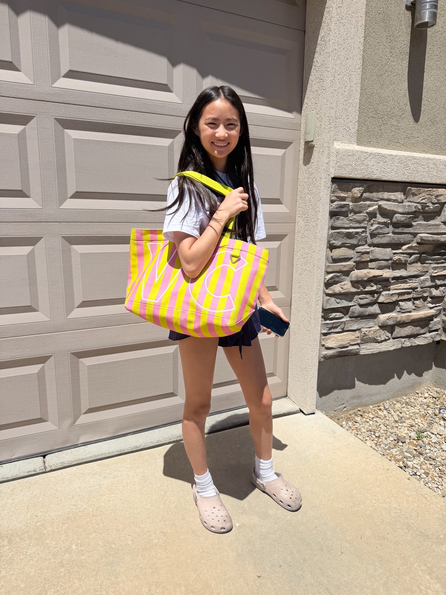 The perfect customized striped tote for holding her squishies!!