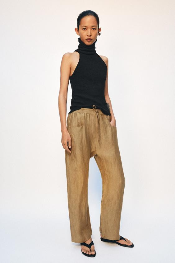 ZW COLLECTION LINEN BLEND PANTS | Zara US