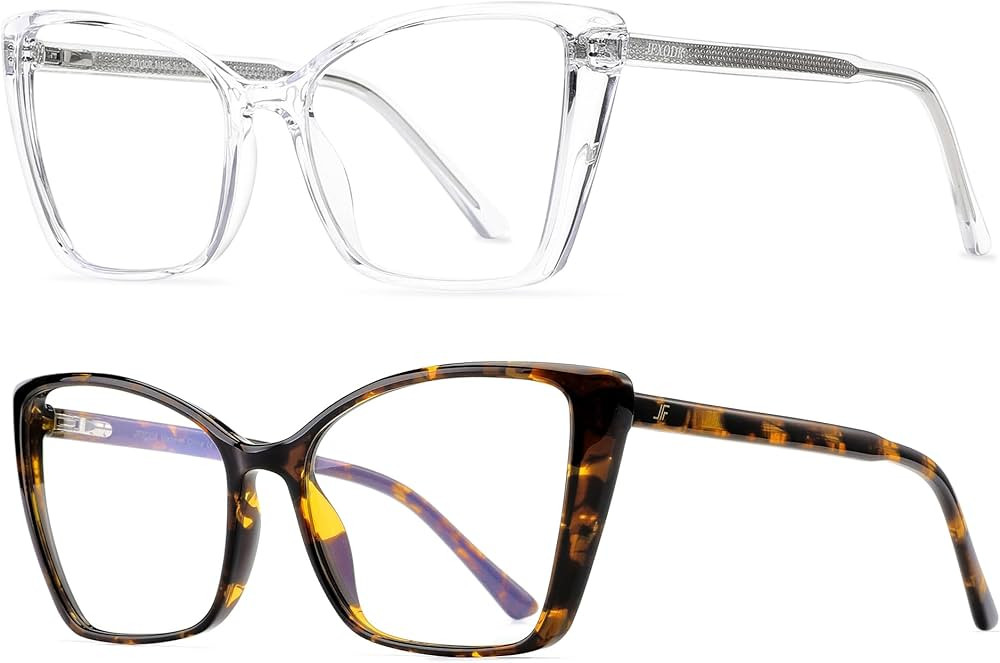 2 Pack Women's Oversized Blue Light Blocking Glasses, Trendy Cat Eye Computer Gaming Eyeglasses A... | Amazon (US)