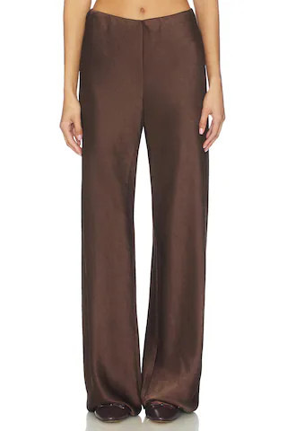 Vince High Waist Fluid Satin Bias Pant in Espresso from Revolve.com | Revolve Clothing (Global)