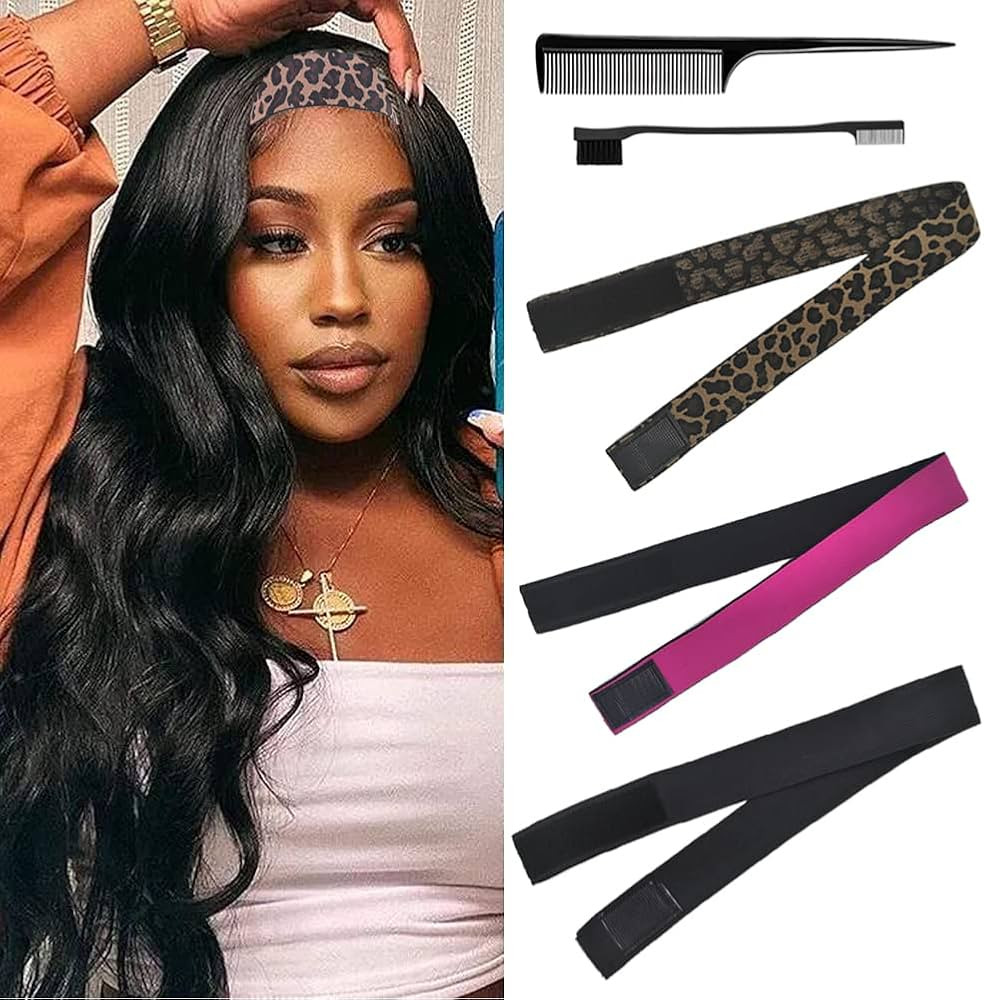 Elastic Bands for Wig, Lace Melting Band, 3PCS Wig Band for Lace Frontal with Rat Tail Comb, Edge... | Amazon (US)