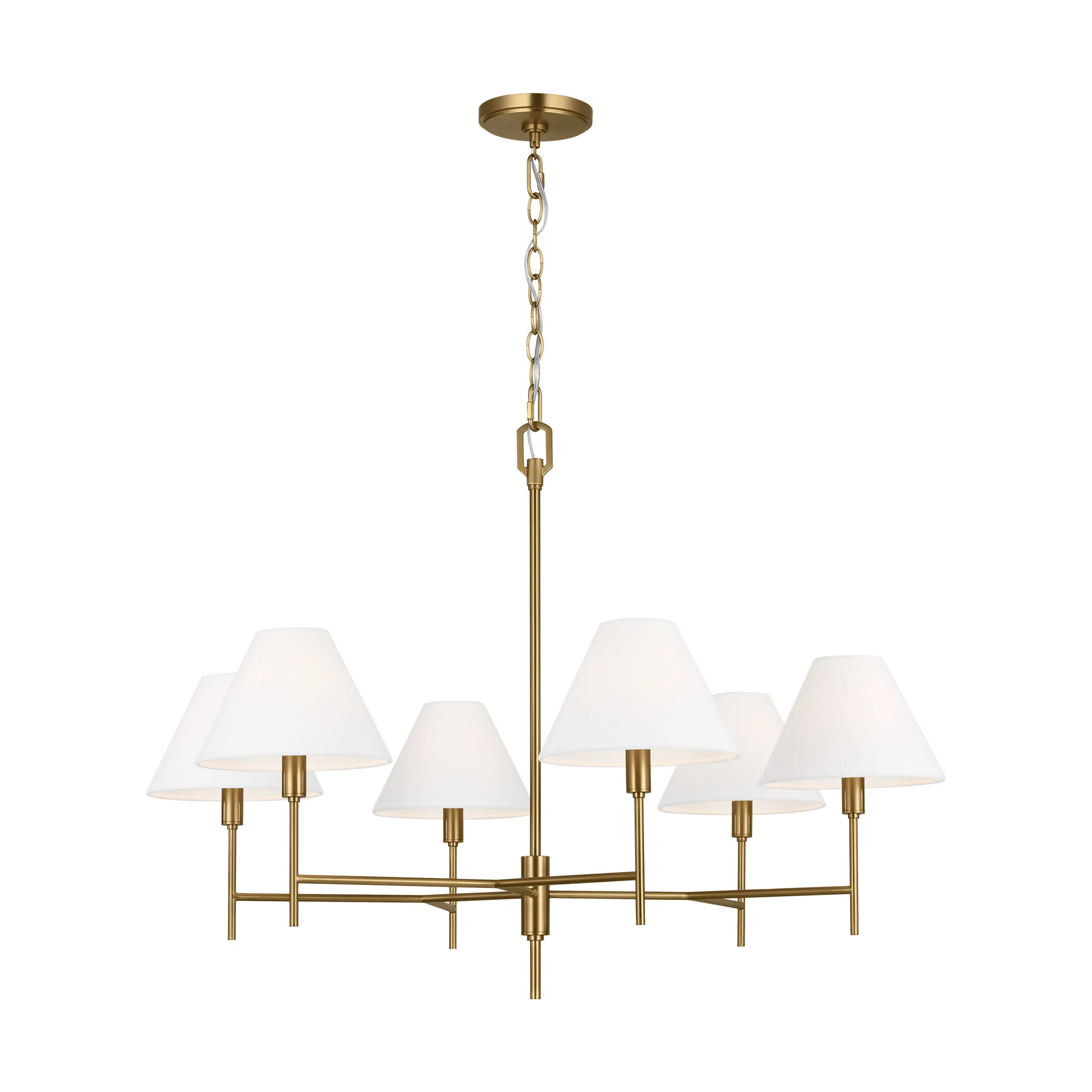 Chapman & Myers Ridgewood 6 Light Dining Room Chandelier With White Linen Shade | Perigold