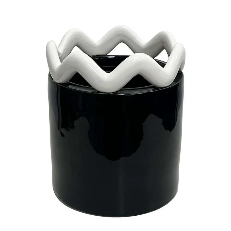 Mainstays Peyson 6" x 6" x 6.9" Round Rich Black Ceramic Planter | Walmart (US)