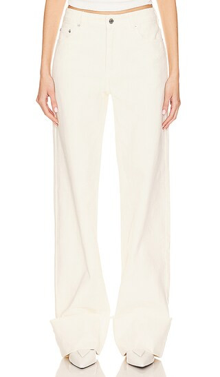 Margot Cuffed Wide Leg in Off White | Revolve Clothing (Global)