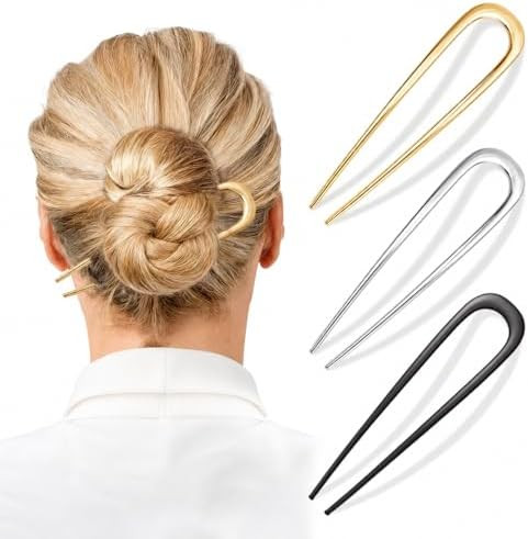 3 PCS French Hair Pins for Women, Elegant Hair Pins for Buns, French Twists and Updos, Gold Hair ... | Amazon (US)