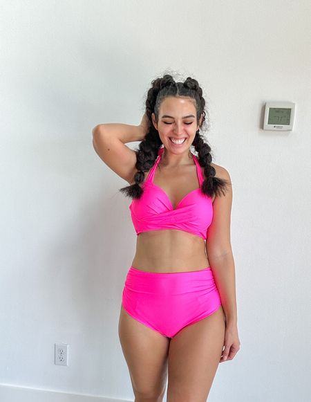 Two piece pink bikini bikinis under $50 two piece swimsuit set for curves 

#LTKswim #LTKunder50 #LTKunder100