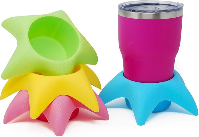Island Genius Starfish 4-Pack Beach Cup Holders, Sand-Free Drink Holders, Beach Essentials for Fa... | Amazon (US)