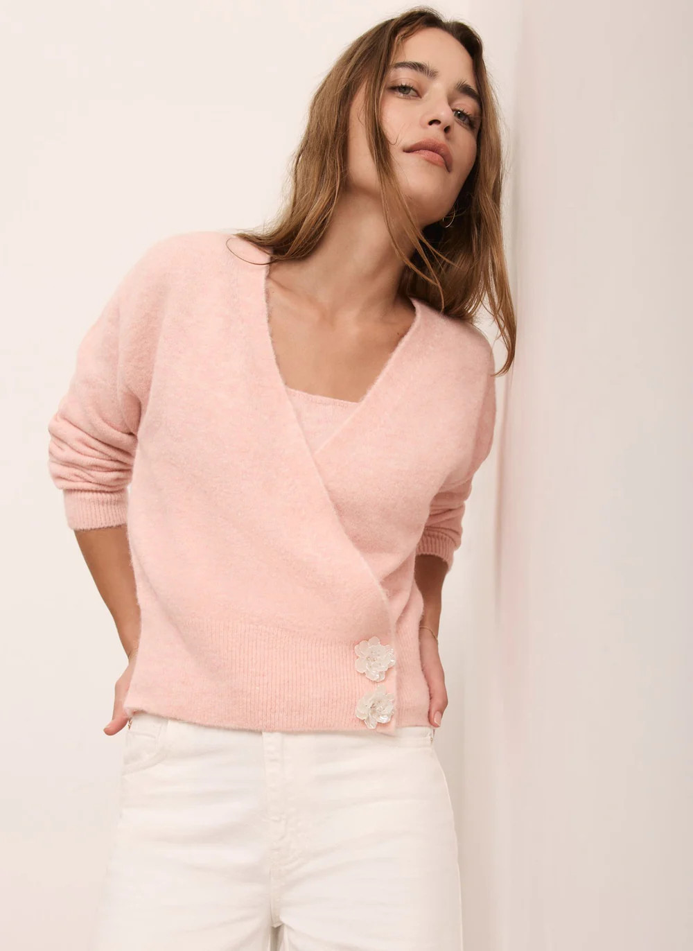 Pink Wrap Detail Knit Cardigan | Mint Velvet