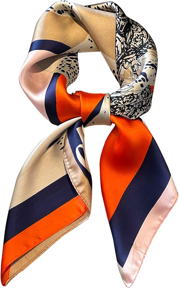 kcctoo 27.5" Mulberry Silk Feeling Head Scarf Women's Fashion Square Neck Satin Scarfs for Bag Ha... | Amazon (US)