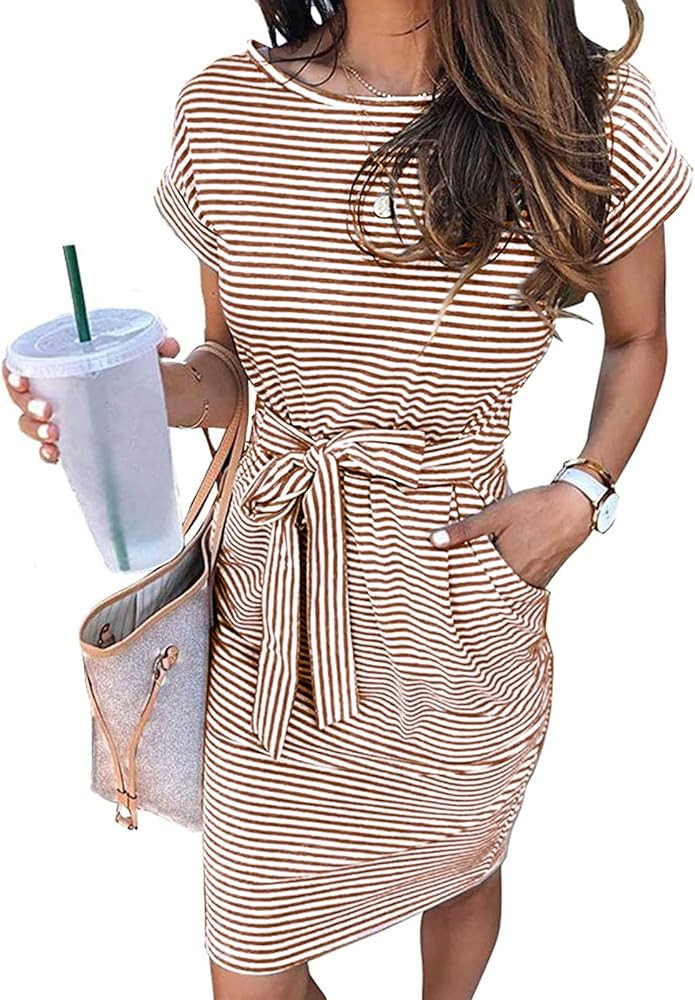 Stripe Tie Tshirt Dress | Amazon (US)