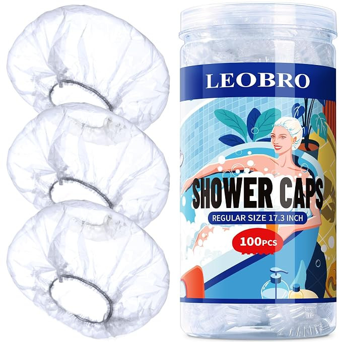 LEOBRO 100PCS Disposable Shower Caps, Shower Caps for Women Disposable, Clear Plastic Shower Cap,... | Amazon (US)