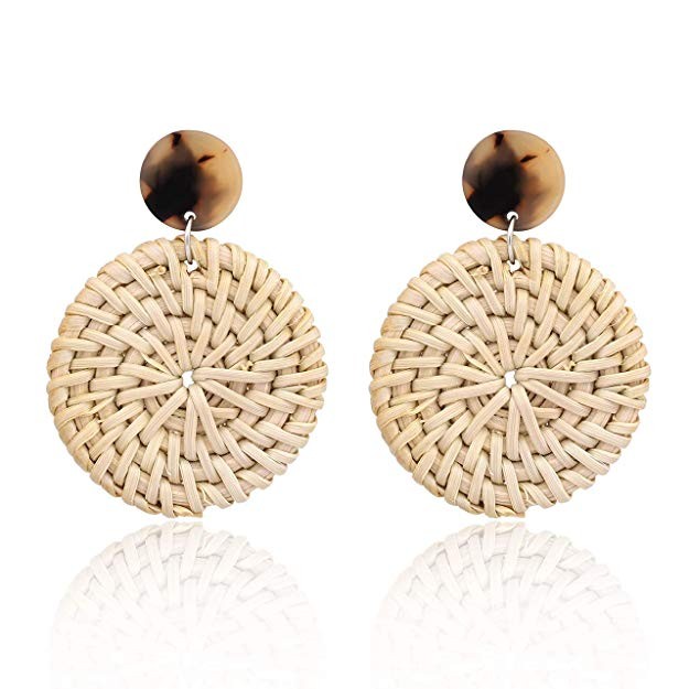 MOLOCH Rattan Earrings Handmade Lightweight Straw Wicker Braid Woven Drop Dangle Earrings Acrylic... | Amazon (US)