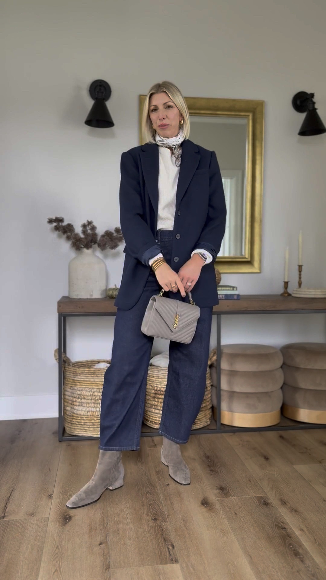 Meet the barrel-leg jean—a silhouette that’s modern, chic, and surprisingly wearable.

I styled it with a navy blazer, cozy knit, and heeled boots for a work-to-dinner look that feels both structured and soft. These jeans are great if you want something trend-forward but not over the top.

#barrellegjeans #darkdenimstyle #midlifefashion

#LTKOver40 #LTKStyleTip #LTKWorkwear